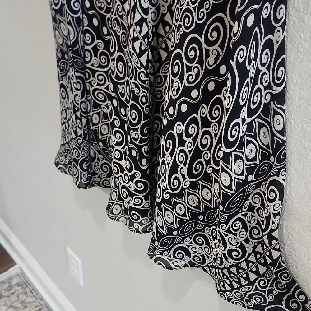 Norton McNaughton Flowy Black White A-Line Boho Geometric Skirt Flowy 10
